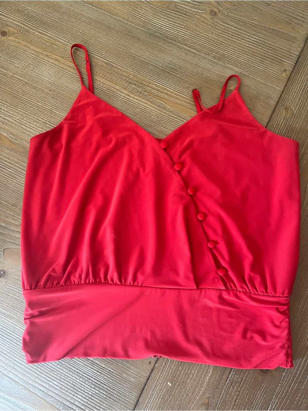 White House Black Market Red Faux Wrap Camisole Top - S